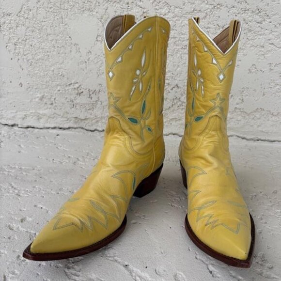 Old Gringo yellow cowboy inlay boots 10B - Picture 1 of 14